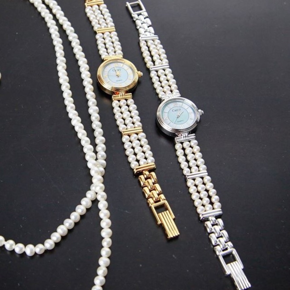 Silver fresh water pearl watch